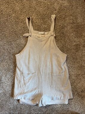 Altar'd State Natural Beige Tie-Strap Linen Romper